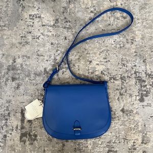 Celine Lefebure Cobalt Blue Leather Emma Crossbody Saddle Bag.